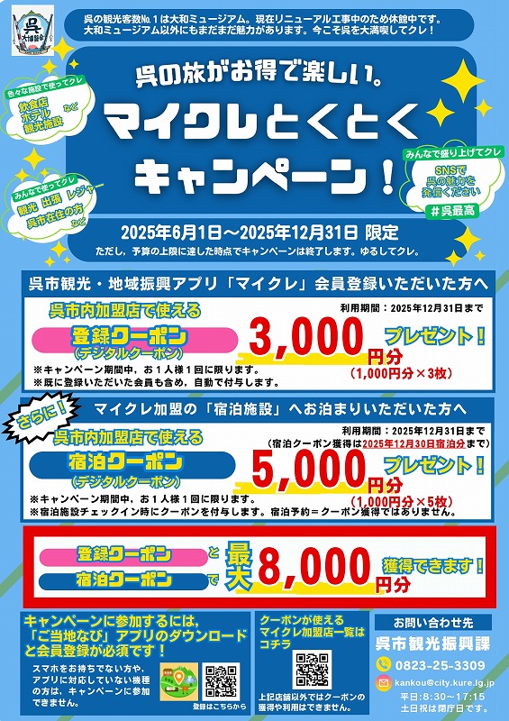 マイクレとくとくキャンペーン！のお知らせ【呉市】